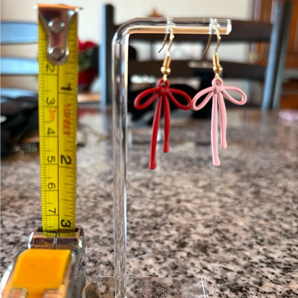 ♥️💖 Festive Red Coquette Bow Earrings Valentine’s Day NWT - Picture 4 of 4